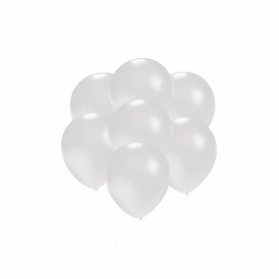 Kleine ballonnen metallic 100x stuks - Verjaardag feestartikelen en versiering - Wit