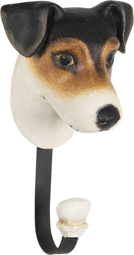 Clayre & Eef Wandhaak jack russel - 10*9*17 cm - multi - polyresin / ijzer - - 64668