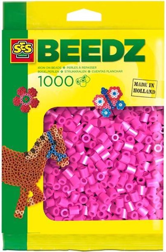 SES Beedz Strijkkralen Neon 1000 stuks - Roze