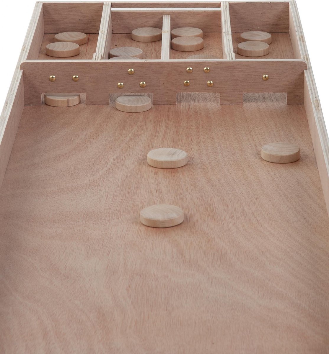 Longfield Games Games houten sjoelbak 200 x 41 x 7,5 cm hout 30 schijven - Bruin