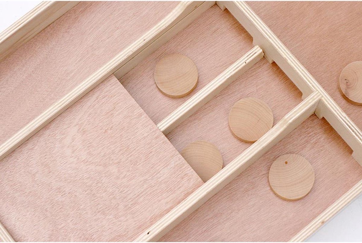 Longfield Games Games houten sjoelbak 200 x 41 x 7,5 cm hout 30 schijven - Bruin