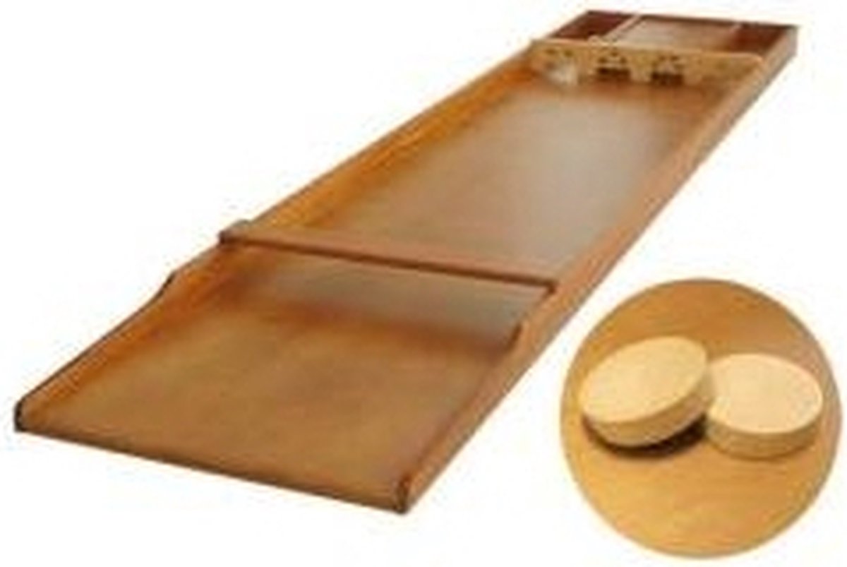 Longfield Games Games houten sjoelbak 200 x 41 x 7,5 cm hout 30 schijven - Bruin