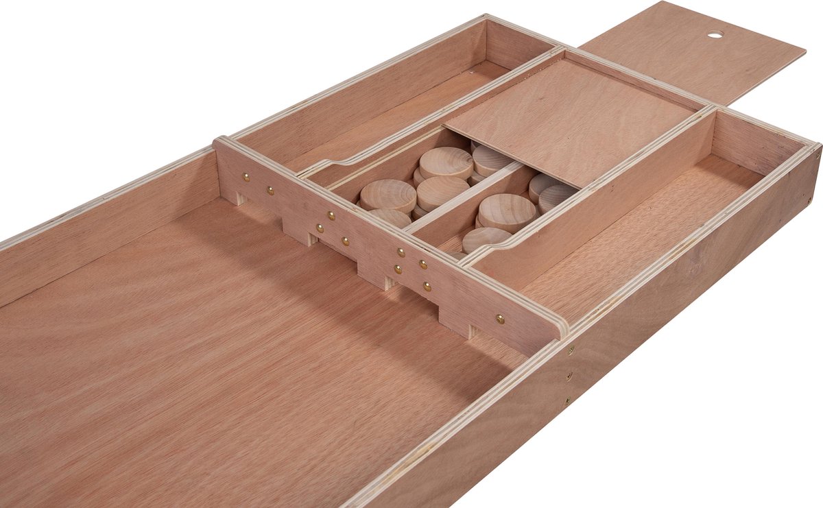 Longfield Games Games houten sjoelbak 200 x 41 x 7,5 cm hout 30 schijven - Bruin