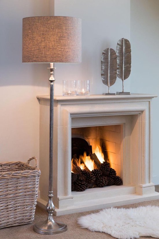 Light & Living Vloerlamp CEBU rond - Ruw Nikkel - Silver