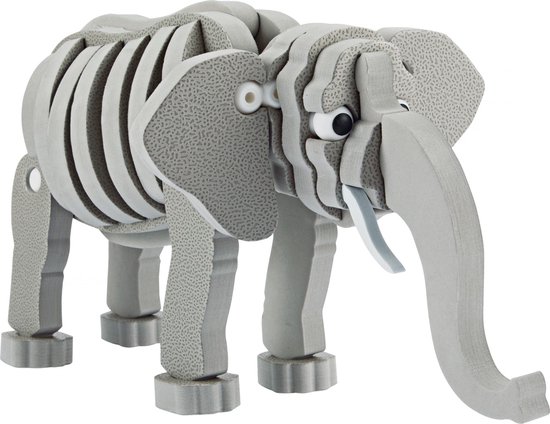Toi-Toys 3D puzzel olifant junior 31,5 cm foam 75-delig - Grijs