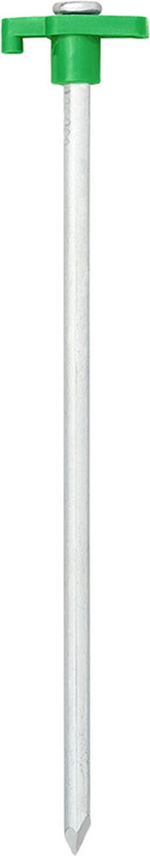 6x Stuks grondpennen/tentharingen metaal met kunststof haak 25 cm - camping/kampeer accessoires - Silver