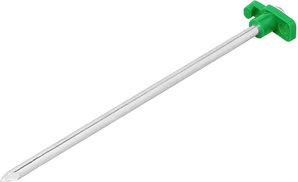 6x Stuks grondpennen/tentharingen metaal met kunststof haak 25 cm - camping/kampeer accessoires - Silver