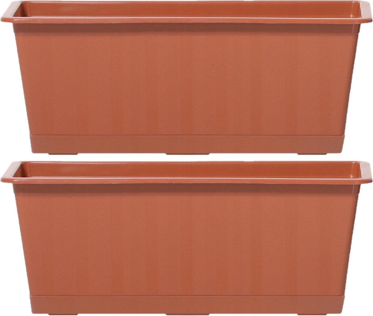 Prosperplast 2x Terracotta kunststof Agro plantenbakken/bloembakken 40 cm - Tuin decoraties - Bruin