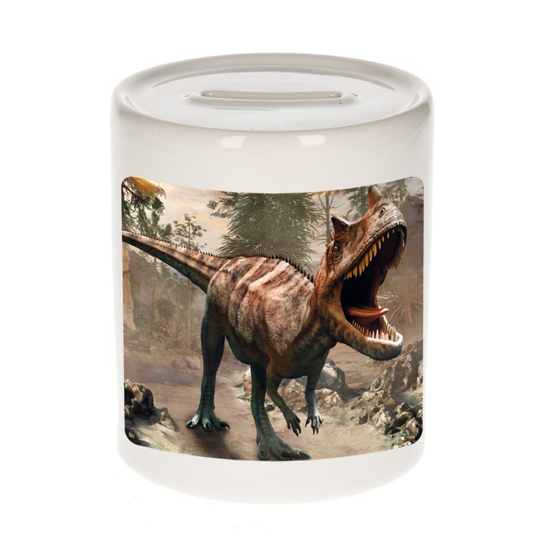 Bellatio Decorations Dieren carnotaurus dinosaurus foto spaarpot 9 cm jongens en meisjes - Cadeau spaarpotten carnotaurus dinosaurus dinosaurussen liefhebber