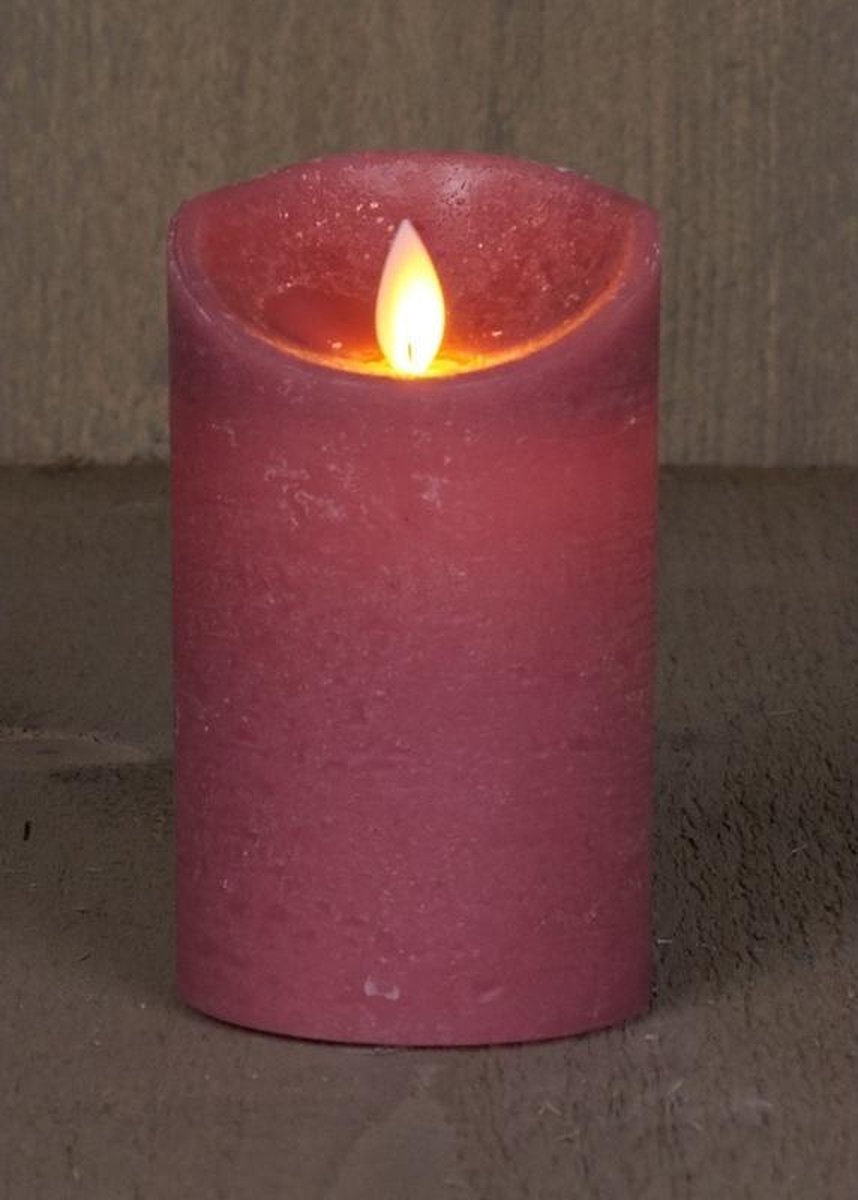 Anna's Collection 2x Antiek LED kaars / stompkaars 12,5 cm - Luxe kaarsen op batterijen met bewegende vlam - Roze