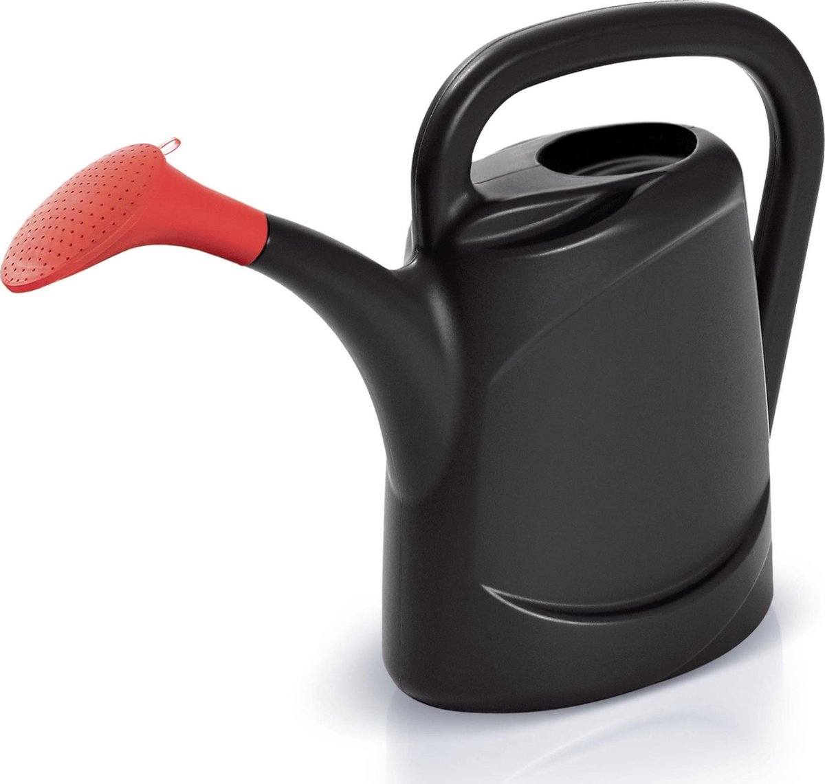 Prosperplast Set van 2x stukse kunststof bloemen/planten gieters met broeskop/sproeikop 7,5 liter - Tuinieren - Gieters voor buiten - Zwart