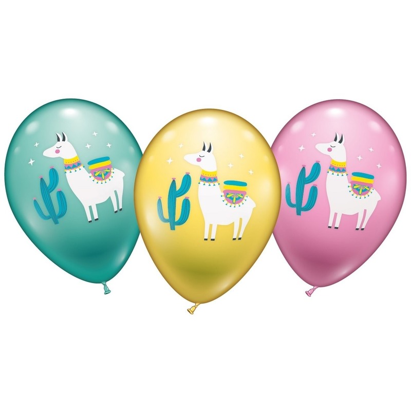 6x stuks Lama/alpaca thema ballonnen - Dieren thema feestartikelen/versieringen