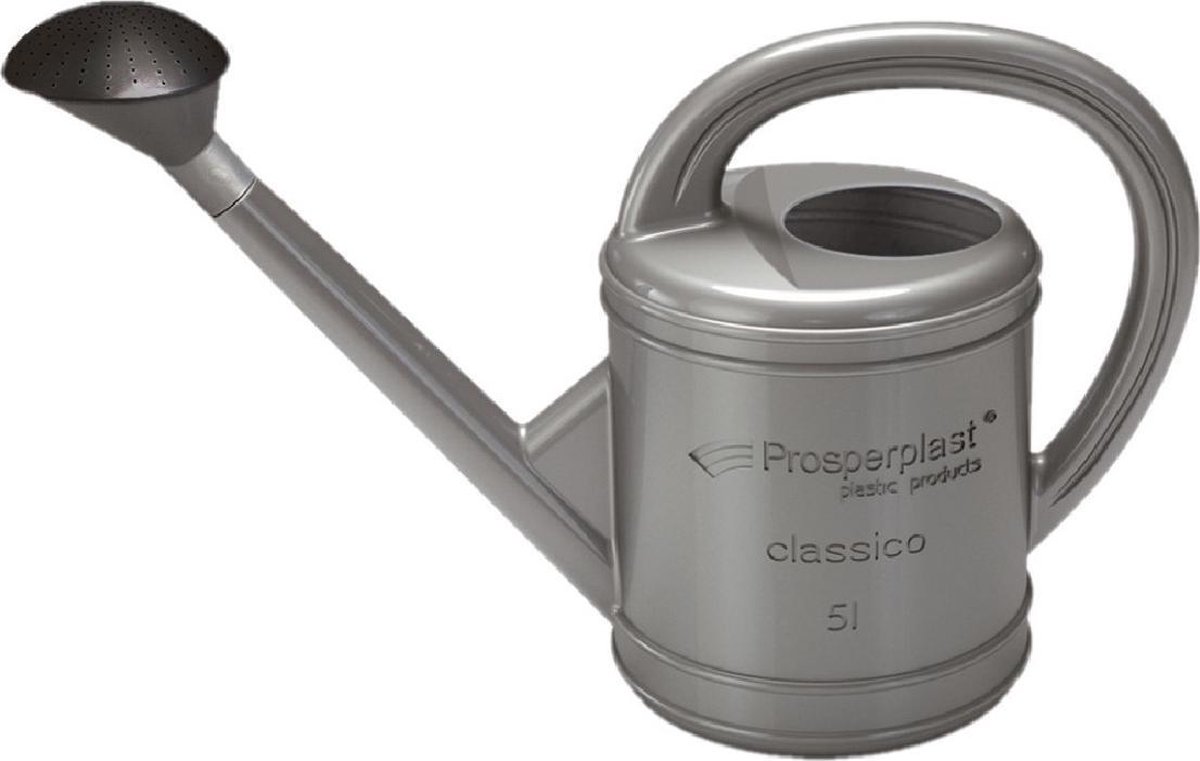 2x Grijze kunststof gieters met sproeikop/broeskop 5 liter - Tuinieren benodigdheden - Gieters - Grijs