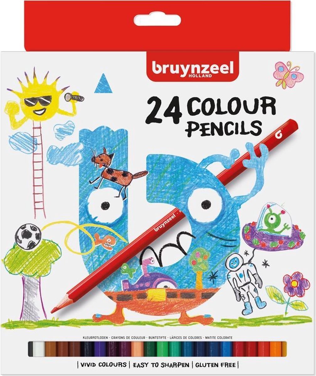 Bruynzeel 24x kleurpotloden voor kinderen - Teken/hobby/knutselmateriaal - Tekenen/kleuren met potlood