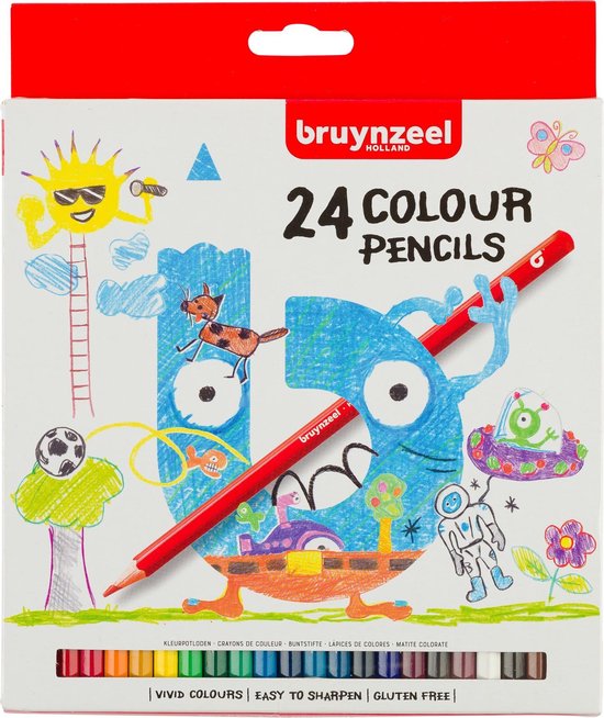 Bruynzeel 24x kleurpotloden voor kinderen - Teken/hobby/knutselmateriaal - Tekenen/kleuren met potlood