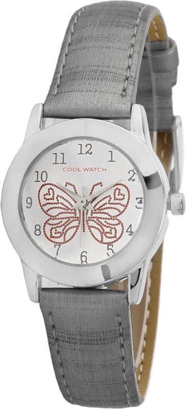 Coolwatch by Prisma CW.186 Kinderhorloge Butterfly staal/leder grijs 26,5 mm