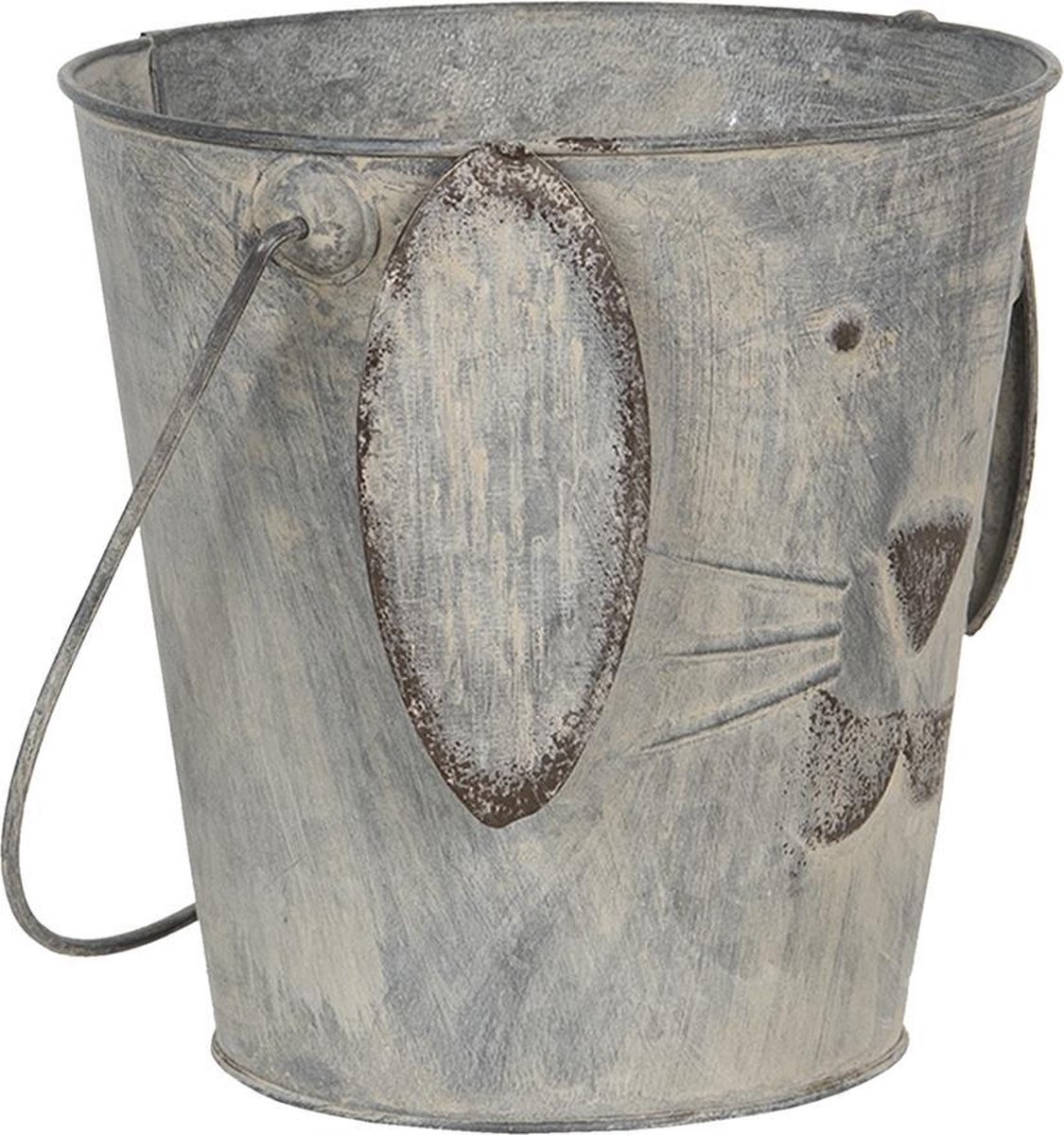 Clayre & Eef Decoratie emmer hond (2) - Ø 20*19/36 / Ø 15*15/29 cm ijzer - - 6Y4174 - Grijs