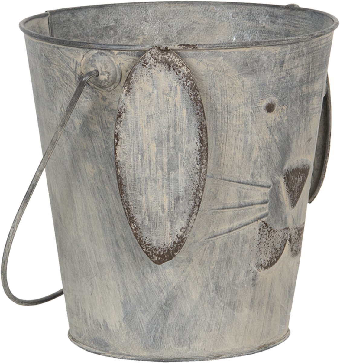 Clayre & Eef Decoratie emmer hond (2) - Ø 20*19/36 / Ø 15*15/29 cm ijzer - - 6Y4174 - Grijs