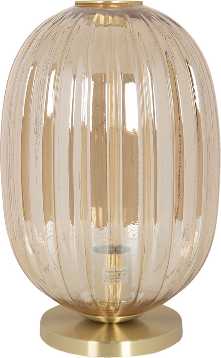 Clayre & Eef Tafellamp met lamp - Ø 20*35 cm e14/max 1*40w metaal / glas - - 6LMP709CH - Bruin