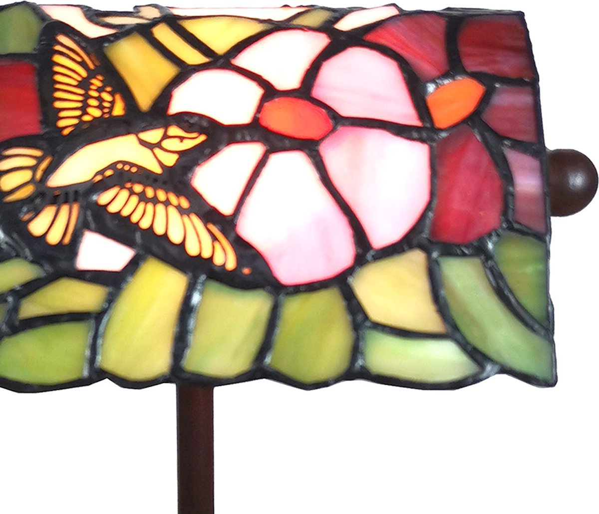 Clayre & Eef tafellamp tiffany vogel 15x15x33 cm e14/max 1x25w - Groen