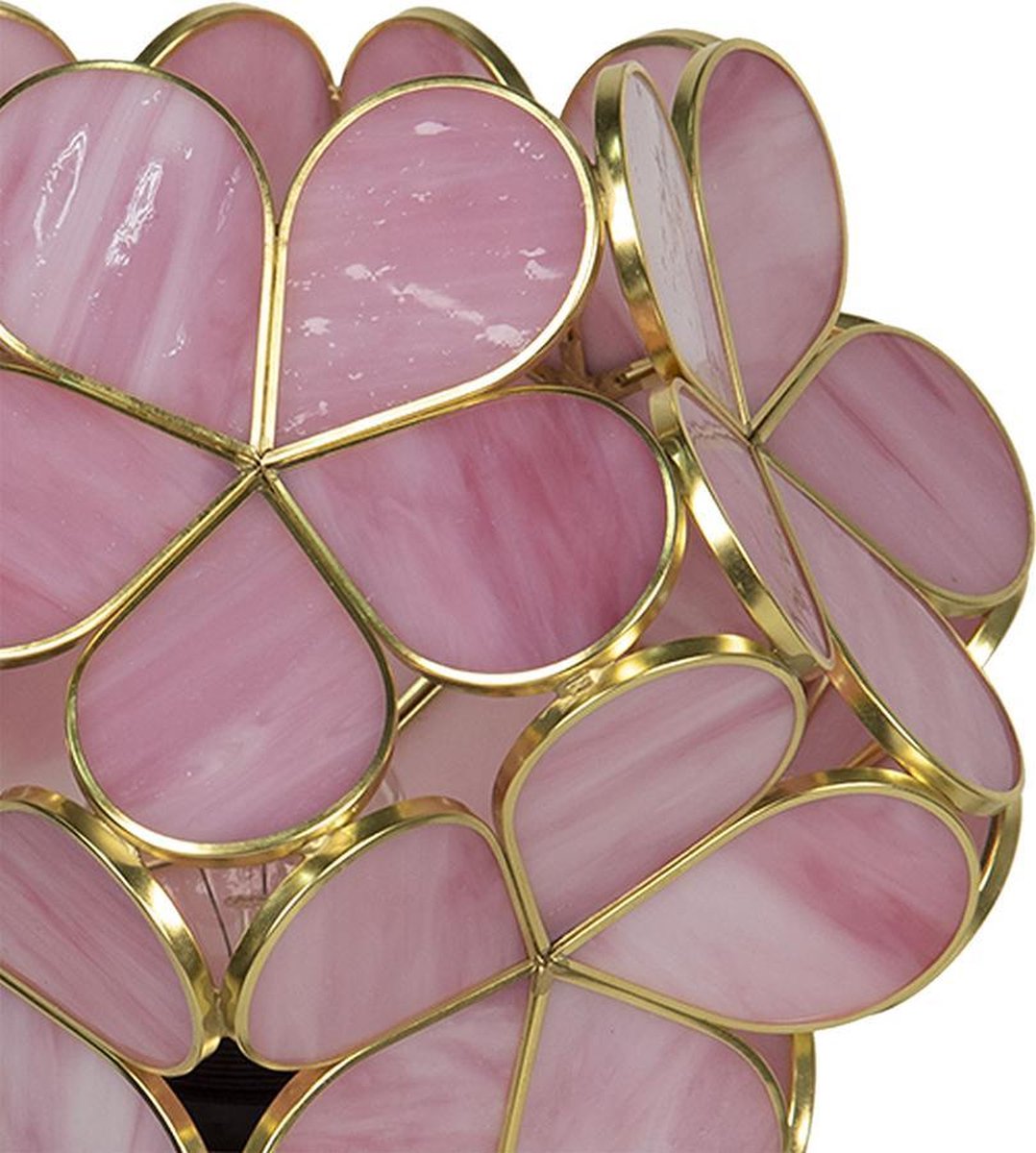 Clayre & Eef Tafellamp tiffany - 21*21*38 cm e14/max 1*25w polyresin / glas - lumilamp - 5LL-6065 - Roze