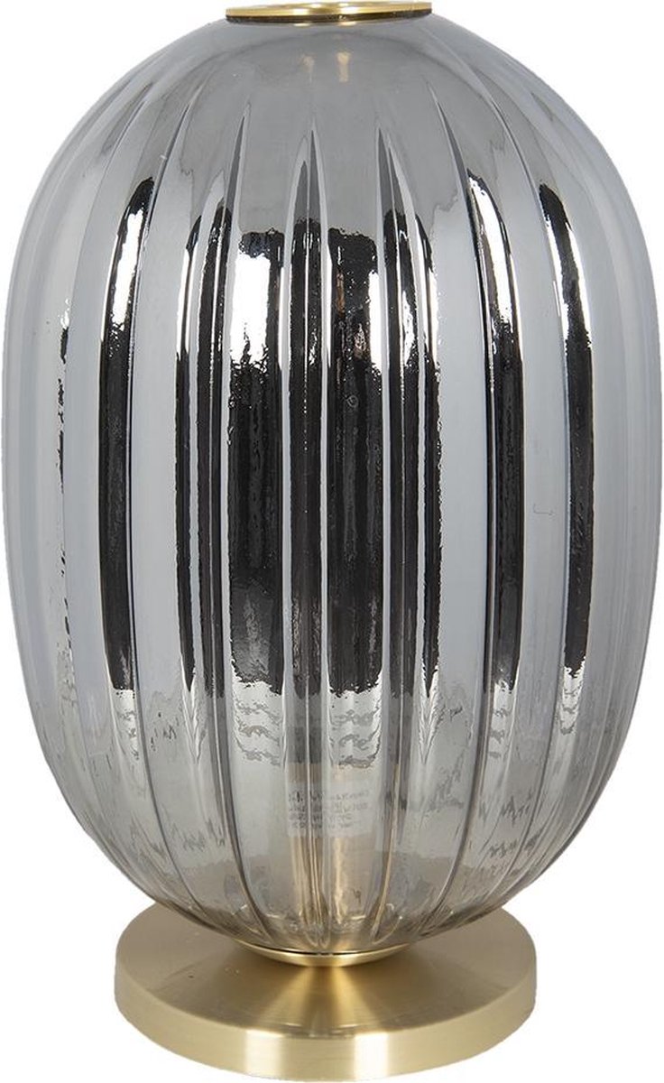 Clayre & Eef Tafellamp met lamp - Ø 20*35 cm e14/max 1*40w metaal / glas - - 6LMP709G - Grijs