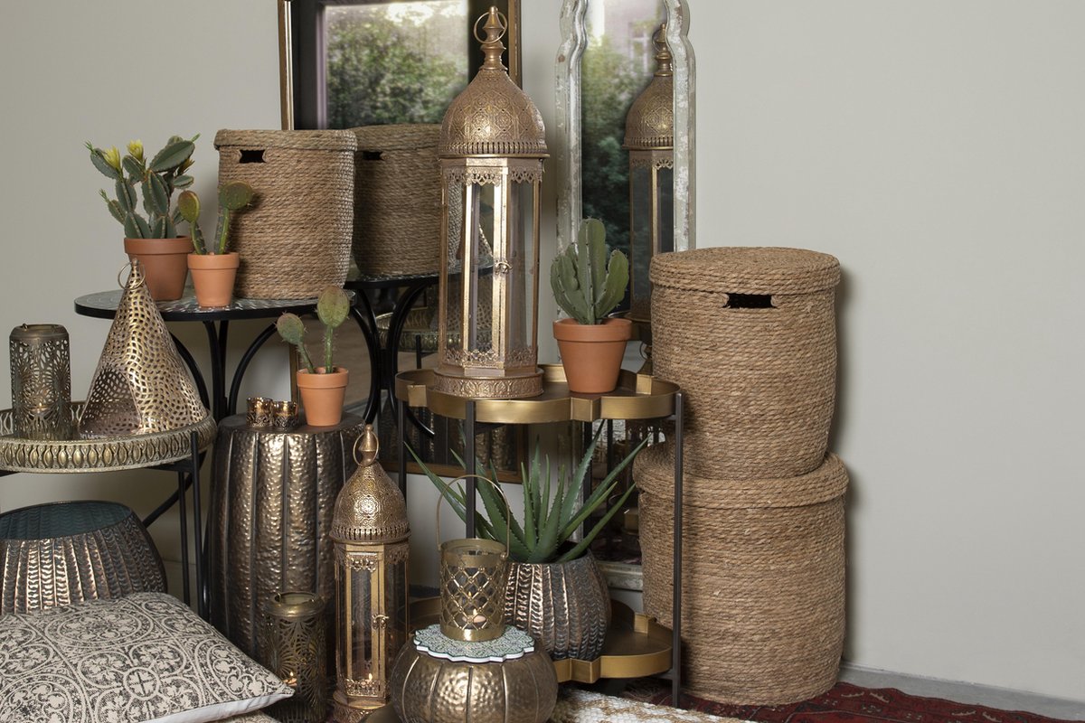 Clayre & Eef Bijzettafel - Ø 33*50 cm ijzer - rond - - 6Y4229 - Bruin