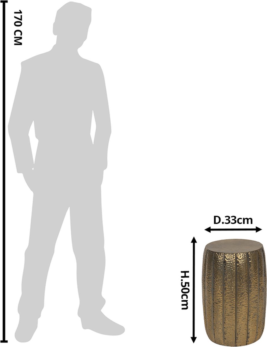 Clayre & Eef Bijzettafel - Ø 33*50 cm ijzer - rond - - 6Y4229 - Bruin