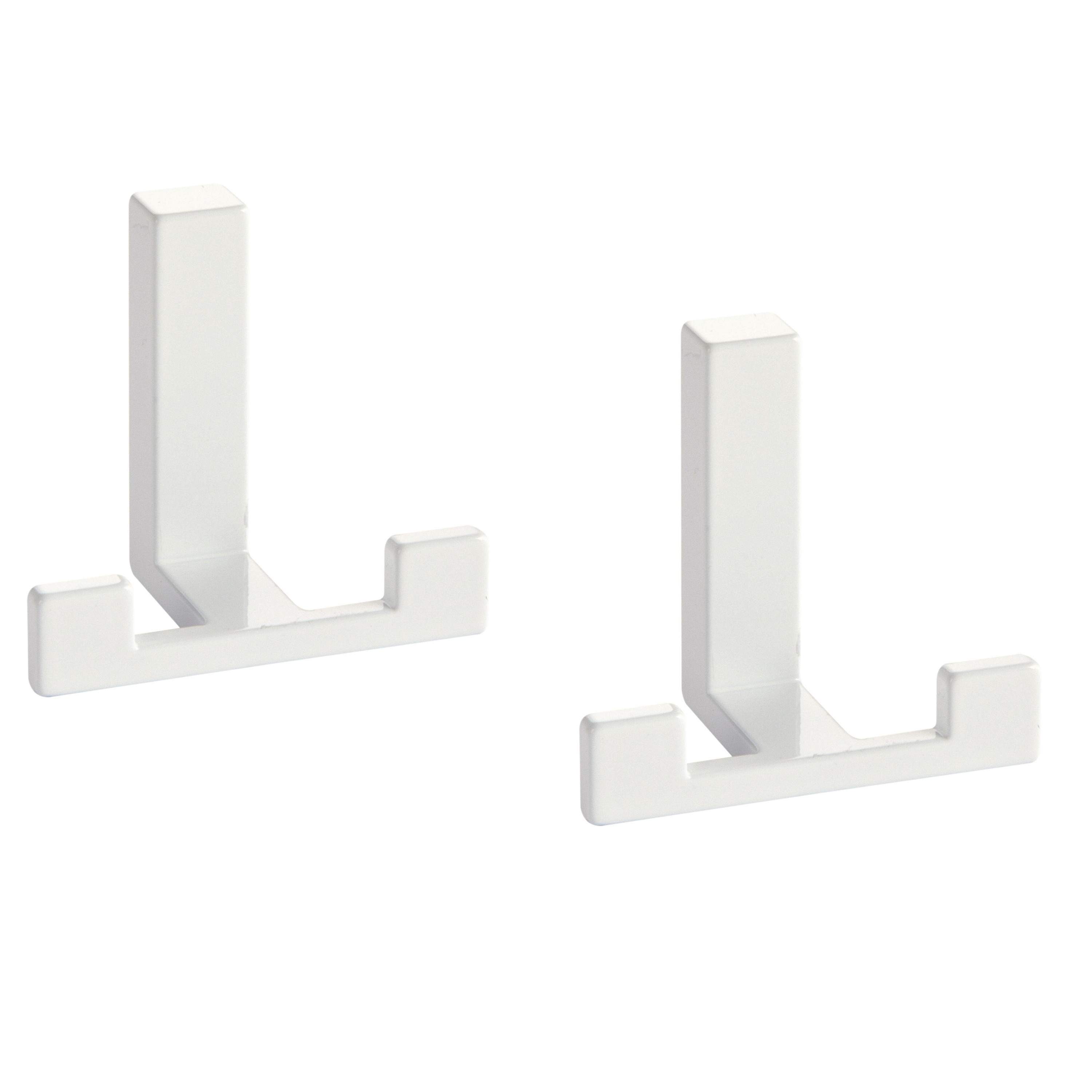 2x Luxe kapstokhaken / jashaken modern wit met dubbele haak - hoogwaardig metaal - 4 x 6,1 cm - metalen kapstokhaakjes / garderobe haakjes - Zwart