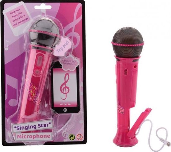 Johntoy microfoon Sing Along 22 cm - Roze