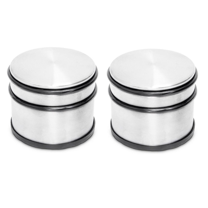 2x Ronde deurstoppers met rubberen bescherming - 9 x 7.5 cm - 1.1 kg - deurstop