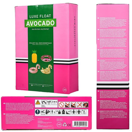 Swim Essentials Luchtbed avocado met pit 180 x 120 cm - Groen