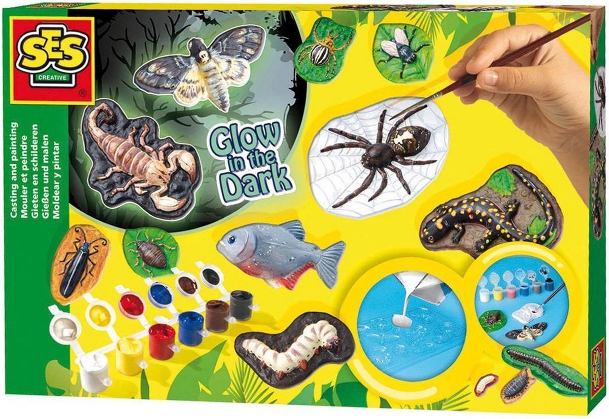 Ses gips enge beesten gieten en schilderen