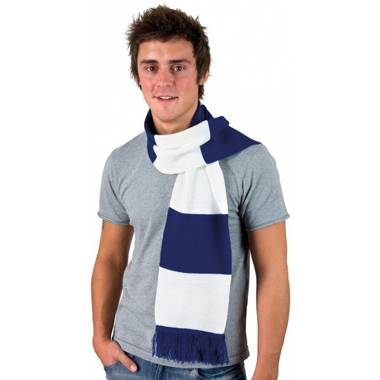 Result Gestreepte sjaal kobalt met wit - Blauw