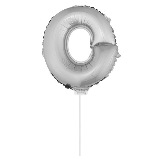 Zilveren opblaas letter ballon O op stokje 41 cm - Silver