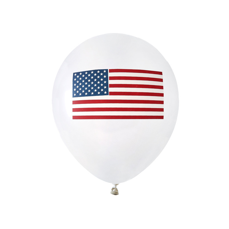 8x Ballonnen Amerika/USA thema feest 23 cm - Amerikaanse vlag themafeestje versieringen/decoraties - Feestartikelen - Wit