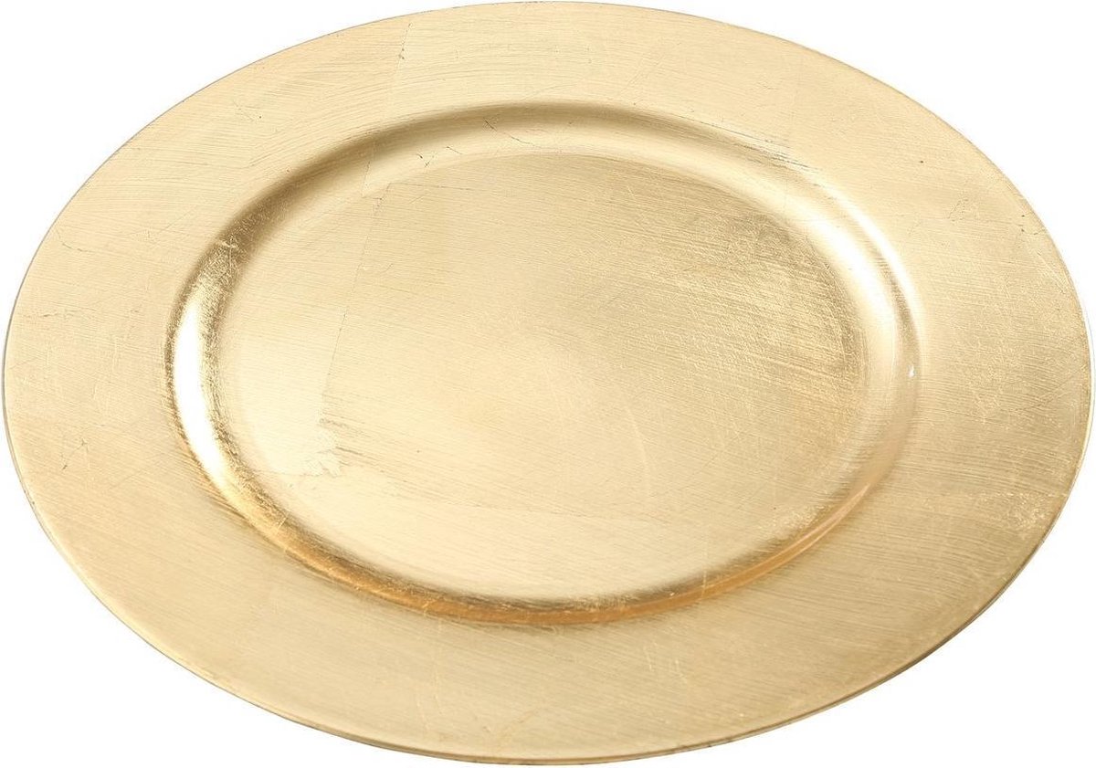 1x Rond goudkleurig diner/eettafel onderborden 33 cm - Onderborden/tafeldecoratie