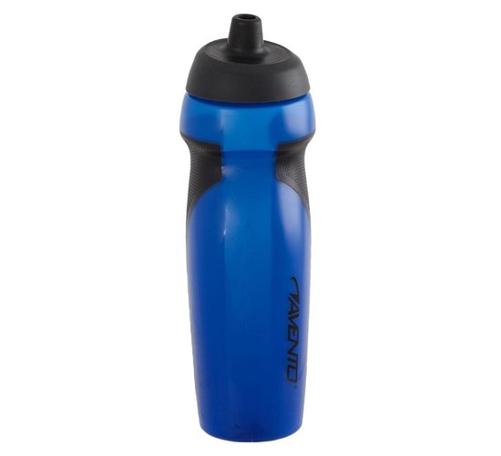 Avento zwarte bidon/drinkfles rubberen grip 600 ml - Sportfles/sportbidon - Drinkflessen/waterflessen voor onderweg - Blauw