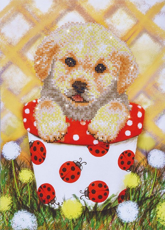 Diamond Dotz Pup in Pot - 30x42 cm - Diamond Painting