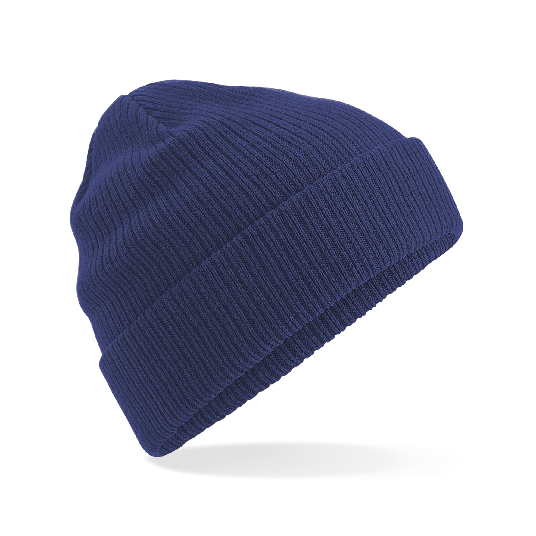 Beechfield Gebreide Organic Beanie wintermuts in het donker voor heren - Herenmutsen - 100% katoen - Biologisch - Blauw