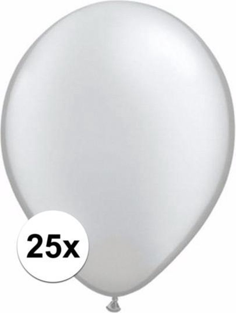 25x stuks Metallic zilveren ballonnen - Feestartikelen versiering - Silver