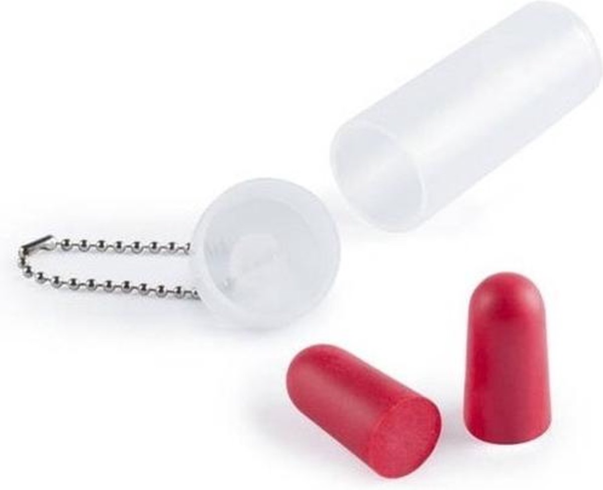 Bellatio Design Travel reis vliegtuig setje slaapmasker en rode foam oordopjes in kokertje - Zwart