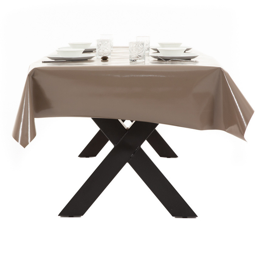 Buiten tafelkleed/tafelzeil taupe 140 x 250 cm rechthoekig - Tuintafelkleed tafeldecoratie grijs - Unikleur tafelkleden/tafelzeilen taupe - Bruin