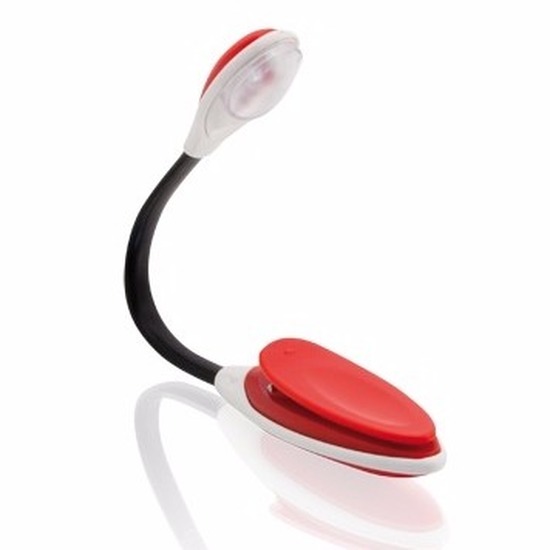 LED leeslampje met klem op batterijen - Rood