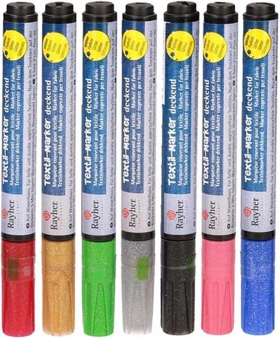 Rayher Hobby Zilveren glitter textielstift - Silver