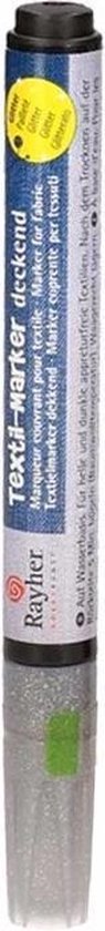 Rayher Hobby Zilveren glitter textielstift - Silver