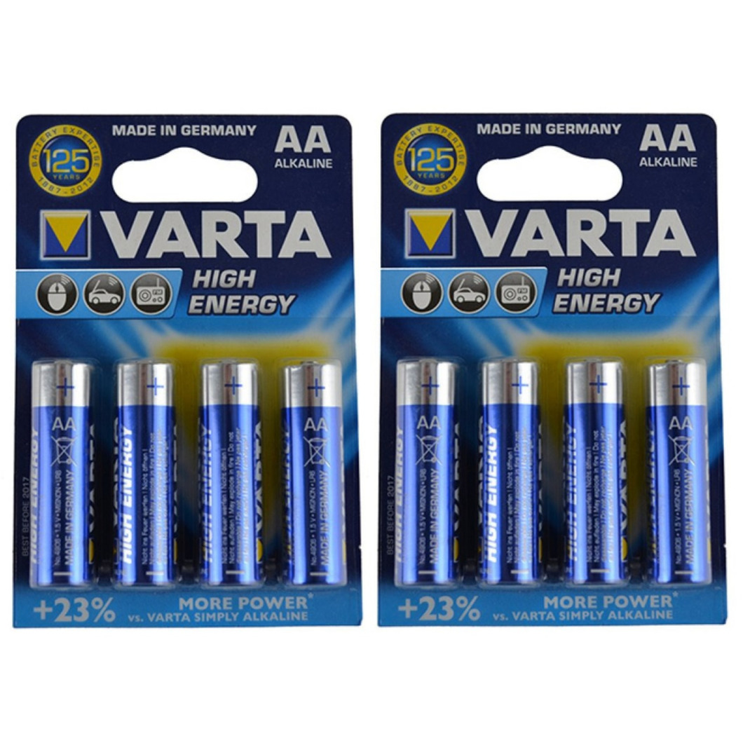 16x Varta Alkaline AA batterijen high energy 1.5 V - LR6 16x stuks