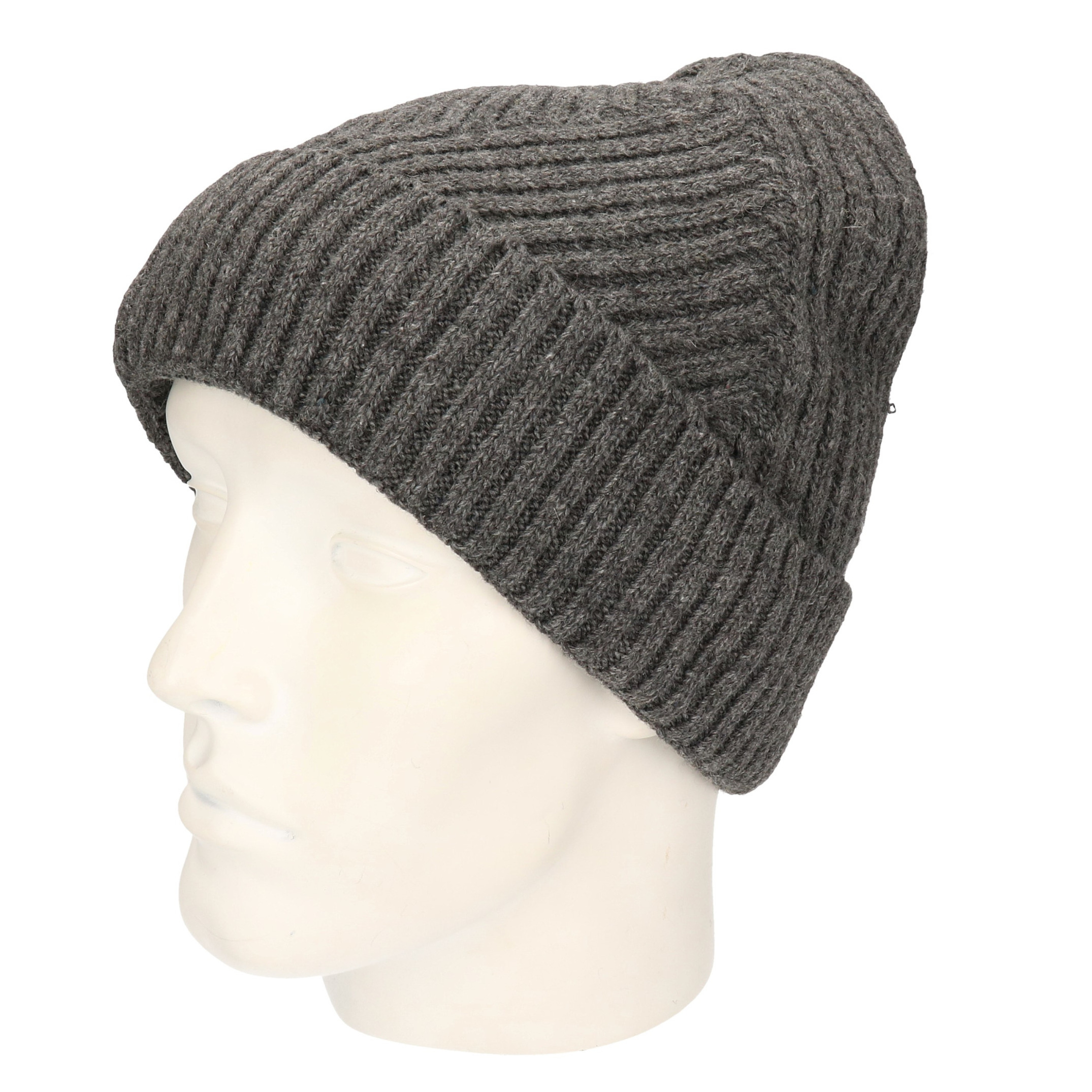 Grijze gebreide beanie muts voor volwassenen - Winterkleding accessoires - Warme mutsen voor dames/heren - Grijs