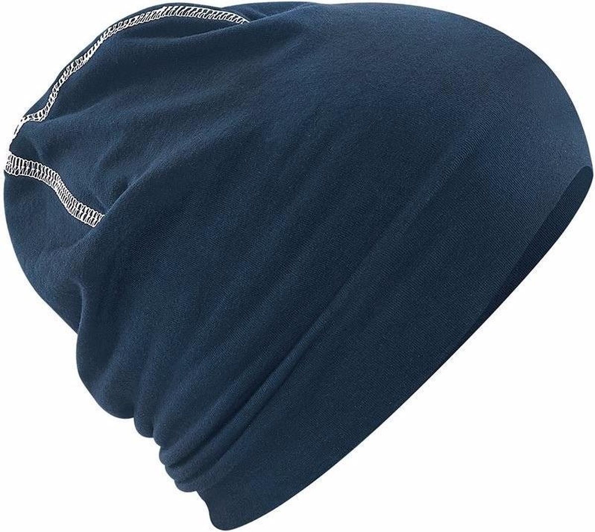 Beechfield Katoenen muts navy blauw voor heren