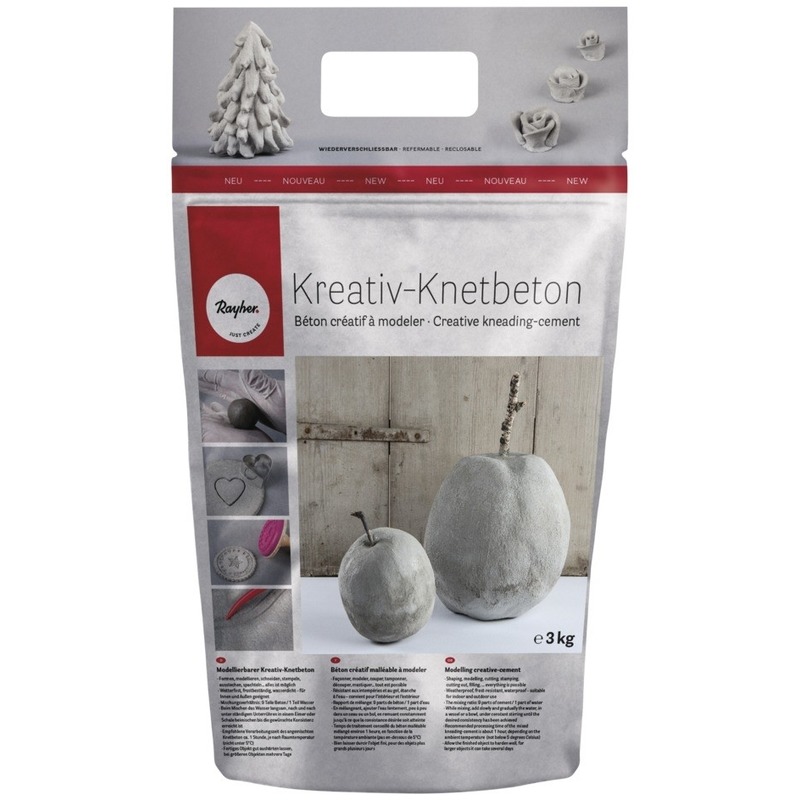 Creatief betonklei kneedbaar 3 kg - Kneedbaar cement klei - Hobby/knutsel materiaal - Grijs